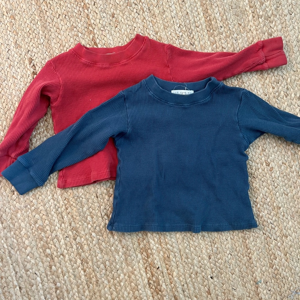 Blue Long Sleeve waffle tee